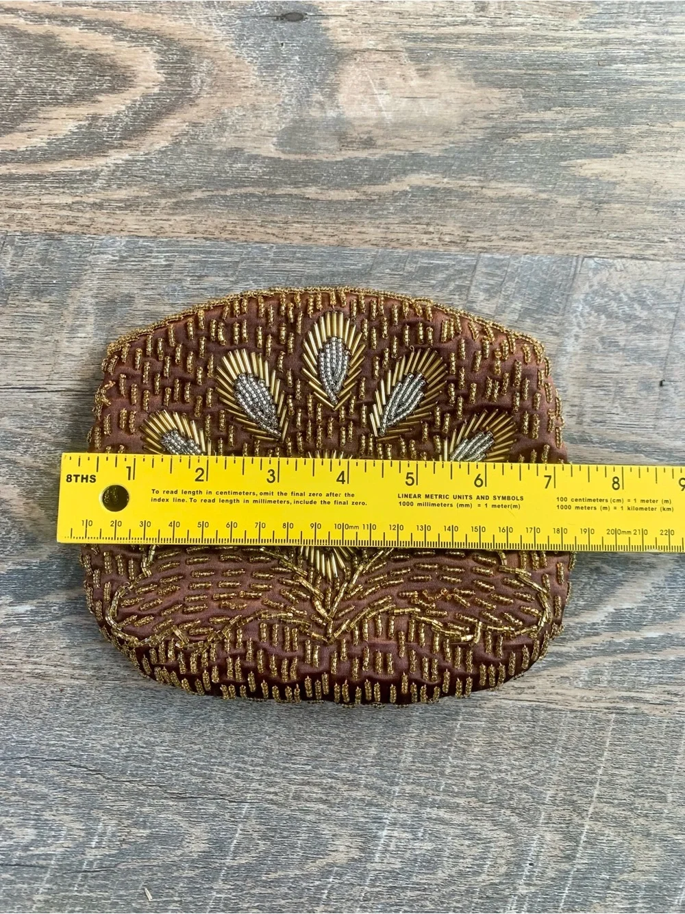Elegant Vintage Gatsby Hand Beaded Clutch Snap Closure Art Deco Fan Design